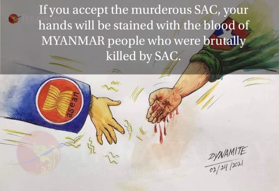 The act of <a href="/ASEAN/">ASEAN</a>, which rejected the CRPH-elected parliamentarians and invited the MAH’s people to the conference, was "very heinous." It encourages the TERRORIST REGIME to make more atrocities, and is a DISGRACE to the pro-democracy people of MYANMAR.
#ShamelessASEANParliament