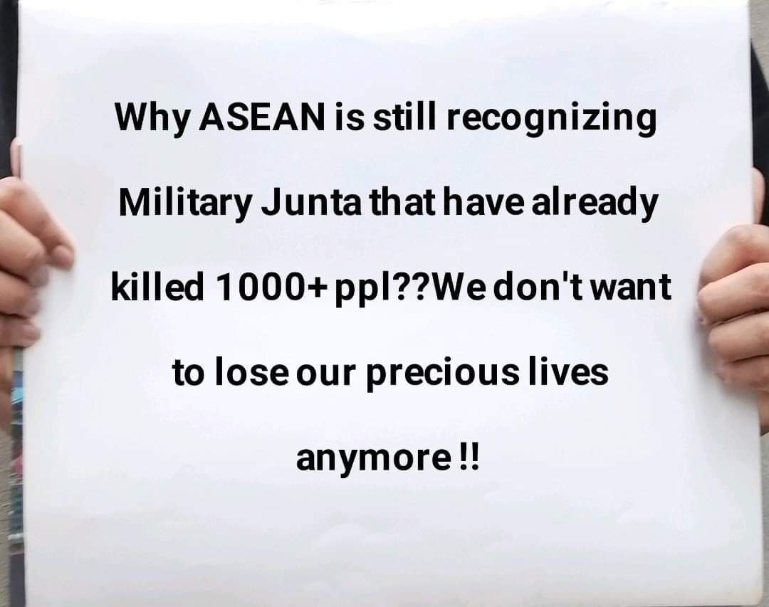 We condemn <a href="/aipasecretariat/">AIPA</a> in the strongest term for neglecting democratically Elected <a href="/CrphMyanmar/">CRPH Myanmar</a> and dealing with SAC Junta. Is <a href="/ASEAN/">ASEAN</a> assembling with SAC Junta shamelessly&amp;handshaking with bloody hands of Junta who killed more than 1000 civillians?
#shamelessaseanparliament