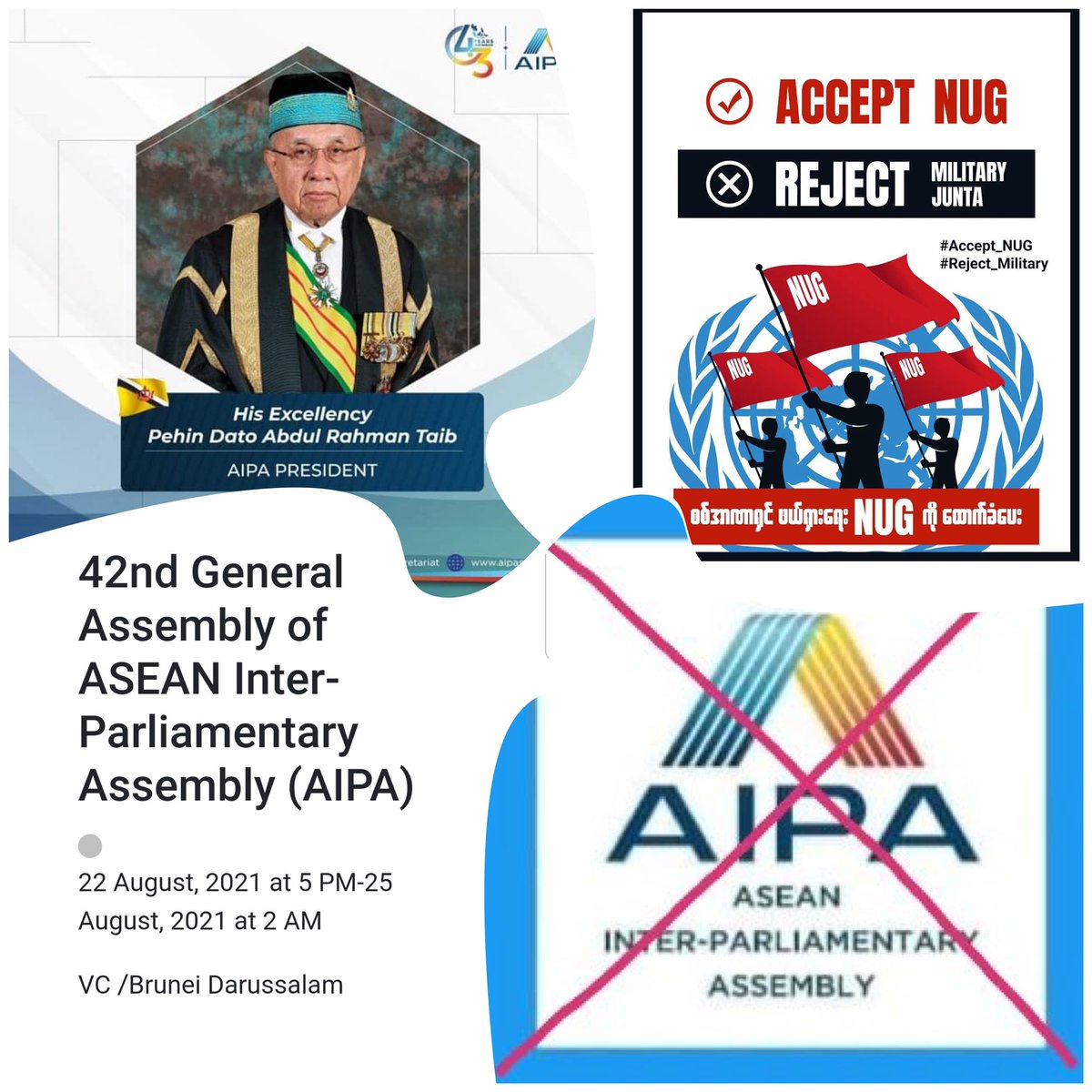 Only @CRPH represents that voice of #Myanmar People. <a href="/ASEAN/">ASEAN</a> stop stopping Military Junta by inviting at <a href="/ASEAN/">ASEAN</a> parliament assembly. If you don’t support #CrimesAgainstHumanity, you MUST invite democratically elected @CRPH. 

#ShamelessASEANParliament
#ASEANrejectSAC