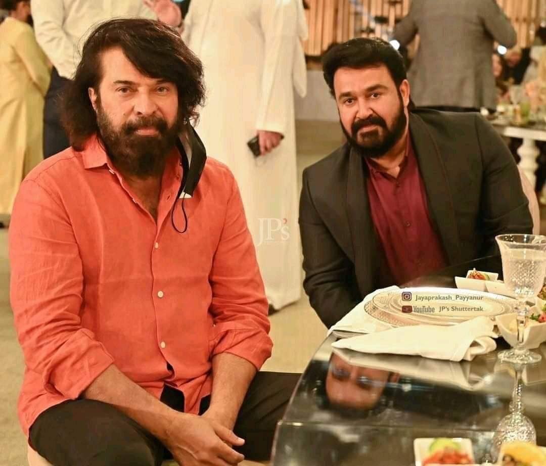 sri50's tweet photo. A wedding in #Dubai brings @mammukka &amp; @Mohanlal together. https://t.co/gtnP1NNipx