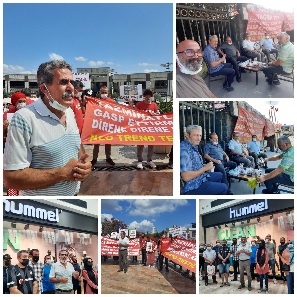 Bugün Pazar,hafta sonu yada tatil. Ama işçilerin hak arama mücadelesi yada hak gaspı hergün var.Nakliyat-İş ve Genel Başkanı Ali Rıza Küçükosmanoğlu haftasonunu tatil olarak kullanmıyor.Önce Neo Trend Tekstil işçileriyle Forum İstanbul da eylem sonra Uzel Makina Direniş Çadırında