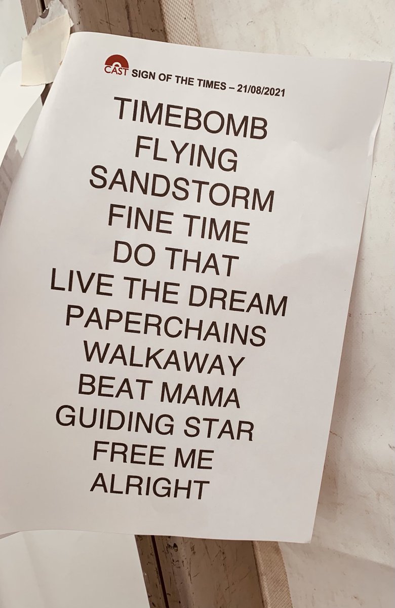 Cast (@castofficial) on Twitter photo Last nights set list <a href="/SOTTfest/">Sign of the Times Festival</a> Hertfordshire. So good to be back on stage.
Jp✊ Last nights set list <a href="/SOTTfest/">Sign of the Times Festival</a> Hertfordshire. So good to be back on stage.
Jp✊