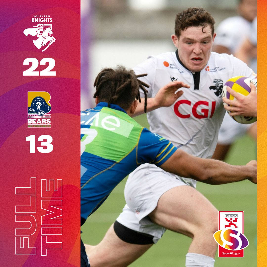 ScotRugbyPrems's tweet image. 𝙁𝙐𝙇𝙇-𝙏𝙄𝙈𝙀

The @Sthrn_Knights put in an improved second-half performance over @MuirBears to remain un-defeated and go top of the FOSROC Super6 league table. 

Southern Knights 22-13 Boroughmuir Bears