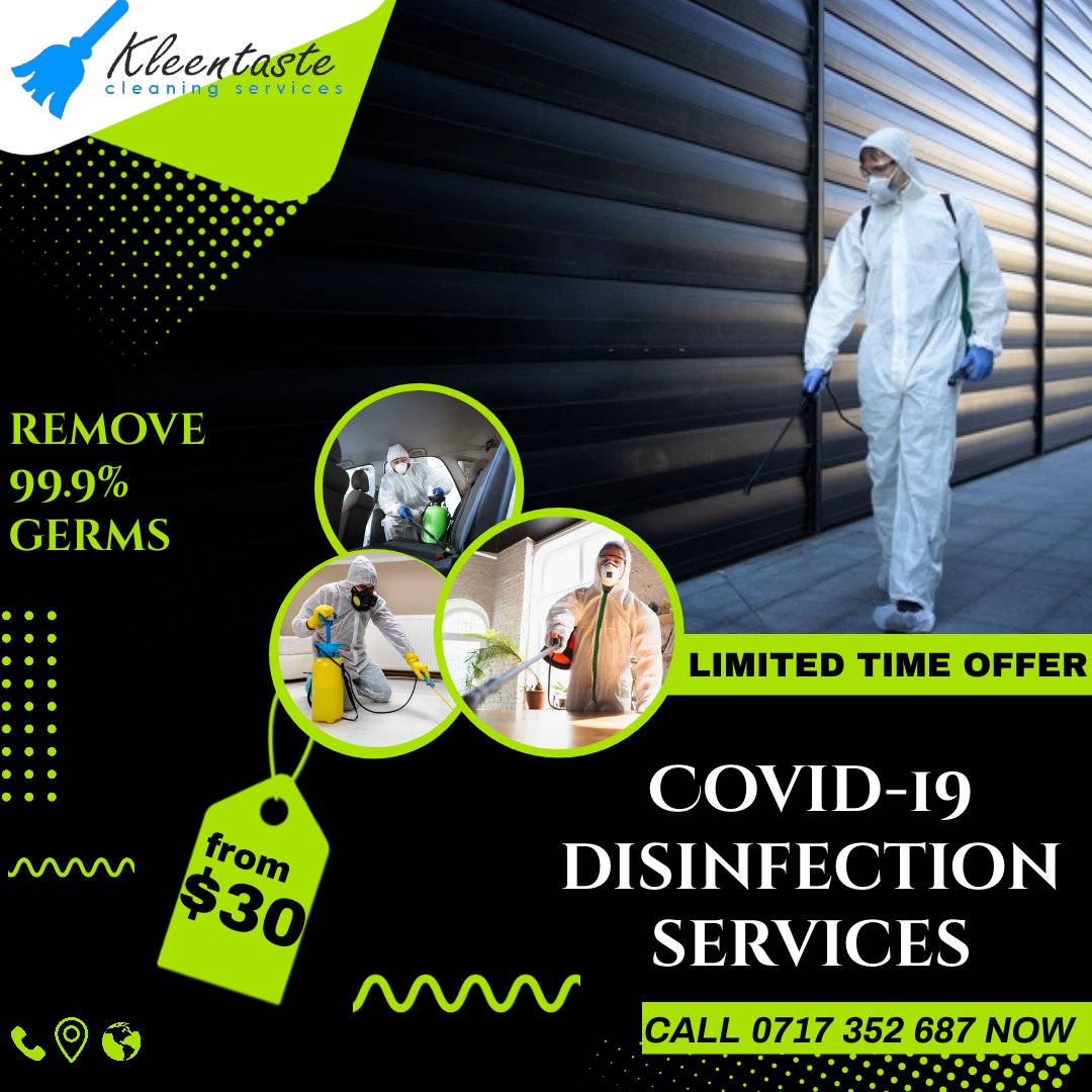 ekutseza's tweet photo. Fo all your pest fumigation and COVID 19 Disinfection please contact Kleentaste Cleaning Services on 0717352687.
https://t.co/i7z9jZydXt
Full list of our services is in frame 2.
#redmarketsunday @redmarketsunday @iMisred https://t.co/gh83aiAkK3
