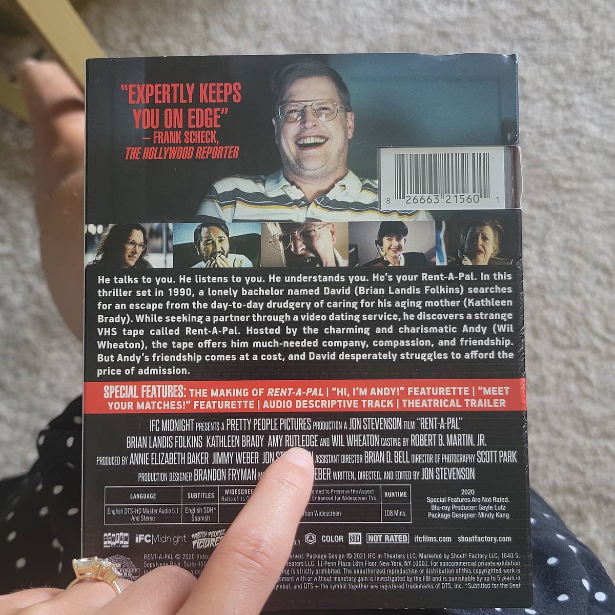 AmyMRutledge's tweet photo. Got my #RentAPal Blue-Ray in the mail from @PrettyPeoplePix . I'm cheering seeing my picture and name on the back.  What an honor and proud moment. So grateful 🙏❤ @IFCFilms  @IFCMidnight @Jonpstevenson  @annieelizabeth87 @JimmyTheGhost  @itswilwheaton
@theblf  @wilw https://t.co/U7CDP7BqL5