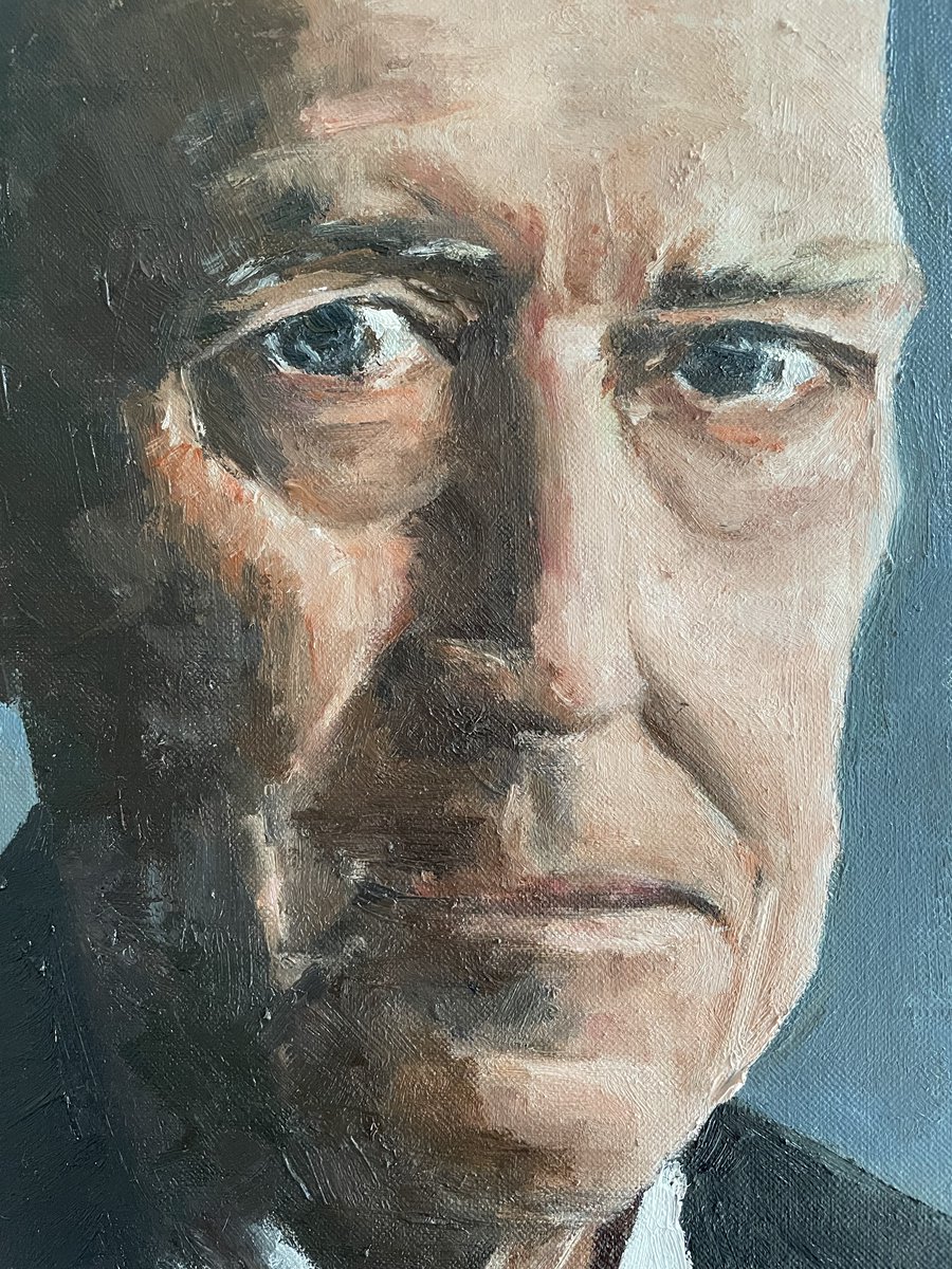- Do you understand David Lynch movies?
- Yes, I do!
Why did I answer yes? Because I do not understand them! But why did he ask?

David Lynch, oil on linen, about 52x35cm (20x14”)

#oilpaintings #oiloncanvas #portrait 
#portraitpainting #paintings #paintingportrait #davidlynch