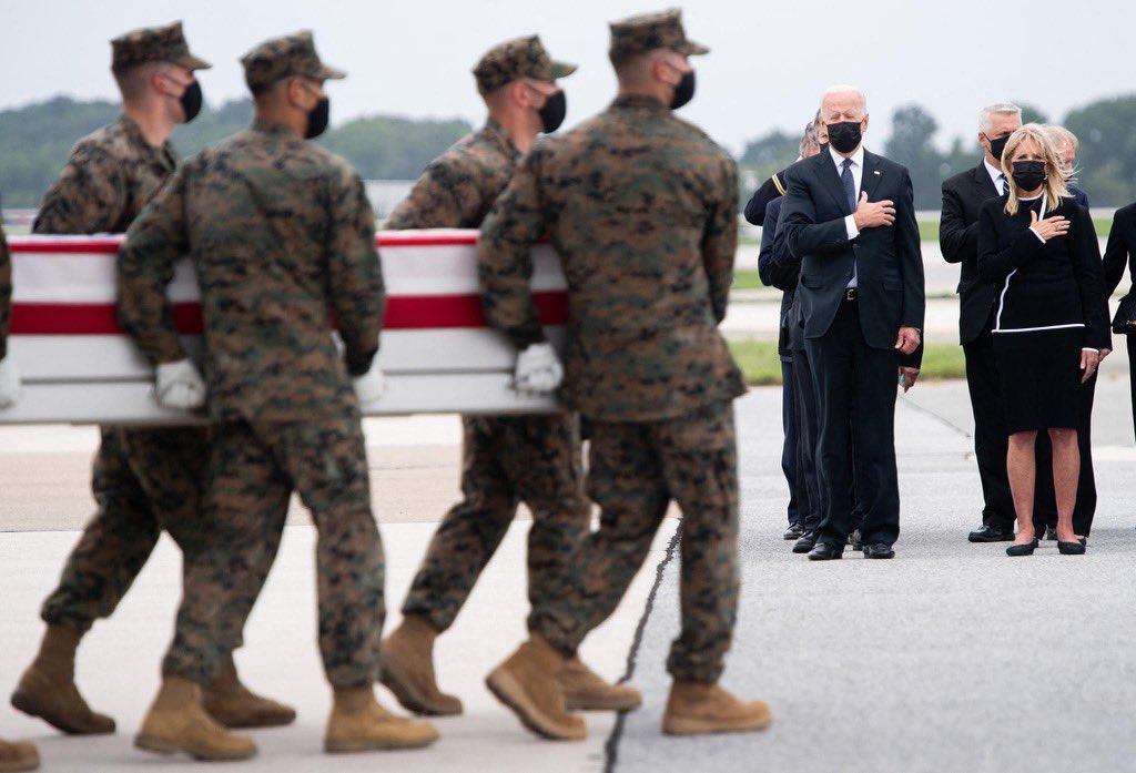 Powerful picture from earlier today. My little brother and U.S. Marine, Kenton, leading the carry of the caskets(far right). Say a prayer for our fallen soldiers and for the ones who are protecting our great country and the many others around the world. 🇺🇸🙏🏽