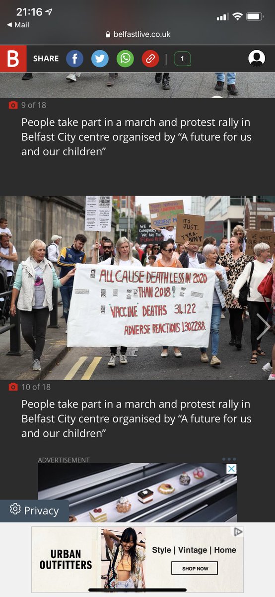 worldmeetdani's tweet photo. Seeing photos of the anti-vax march in Belfast today has absolutely broken me. I no longer dream of becoming a qualified nurse, I absolutely dread working in healthcare at all. Hospitals are so busy, and we’ve got these muppets carrying frankly disgusting signs. I’m done. https://t.co/hx0sW7RM9t