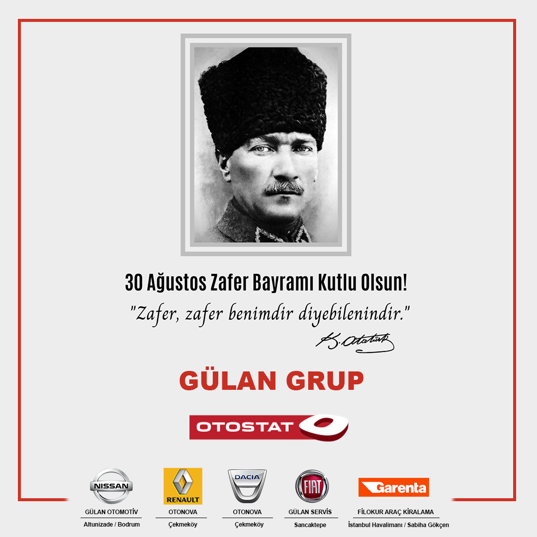 Büyük taarruzun 99. yılında başta Mustafa Kemal Atatürk olmak üzere tüm şehitlerimizi, gazilerimizi saygı ve minnetle anıyoruz. #30Ağustos Zafer Bayramımız kutlu olsun! 
gulanfiat.com.tr - 444 6 873

#Fiat #FiatTürkiye #Tofaş #FiatGülan #Sancaktepe #İstanbul #ZaferNayramı