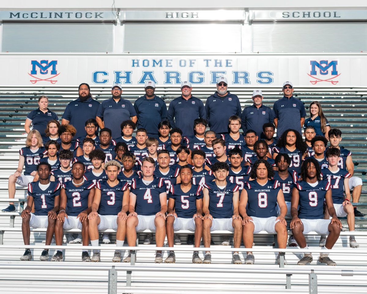 Chargers of 2021-22! Wishing <a href="/McClintockFB/">McClintock Football</a> a season of growth, lasting friendships, pride in traditions, and success!🔴🔵🏈 #PPT
