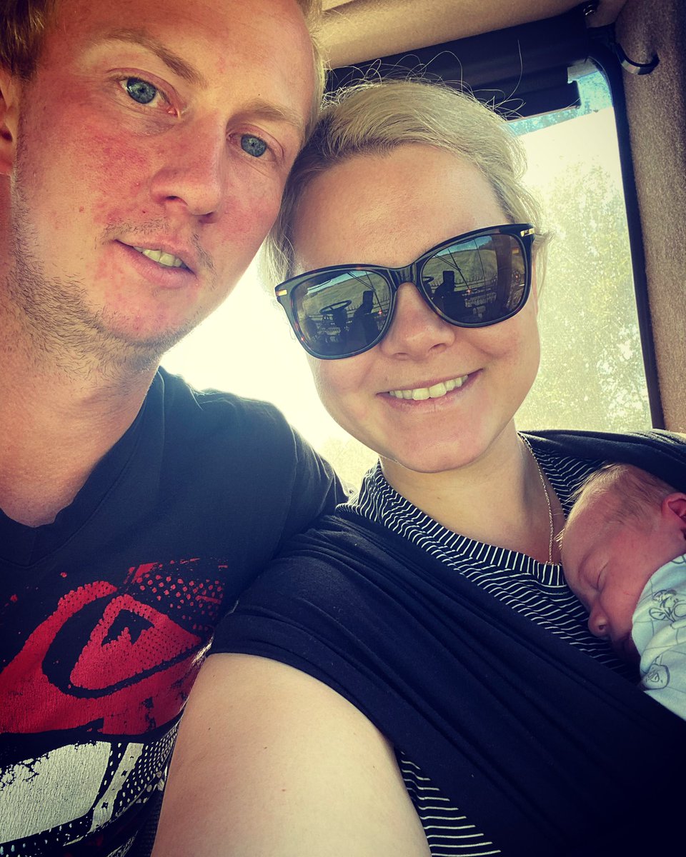 KarlOesch's tweet photo. @JYakemchuk and I have been contemplating the splurge on the @4moms #mamaroo - but I think she’s content with the #Macdon 😂 #farmbaby #swathingcanola https://t.co/5mI6BsXwW5