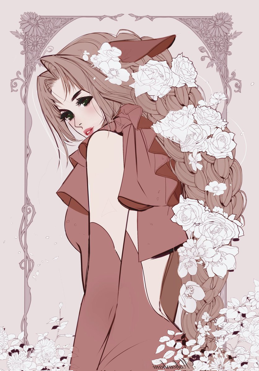 エアリス・ゲインズブール 「Well, I think I'll never finish this so,」|💕HoneyToast 💕のイラスト