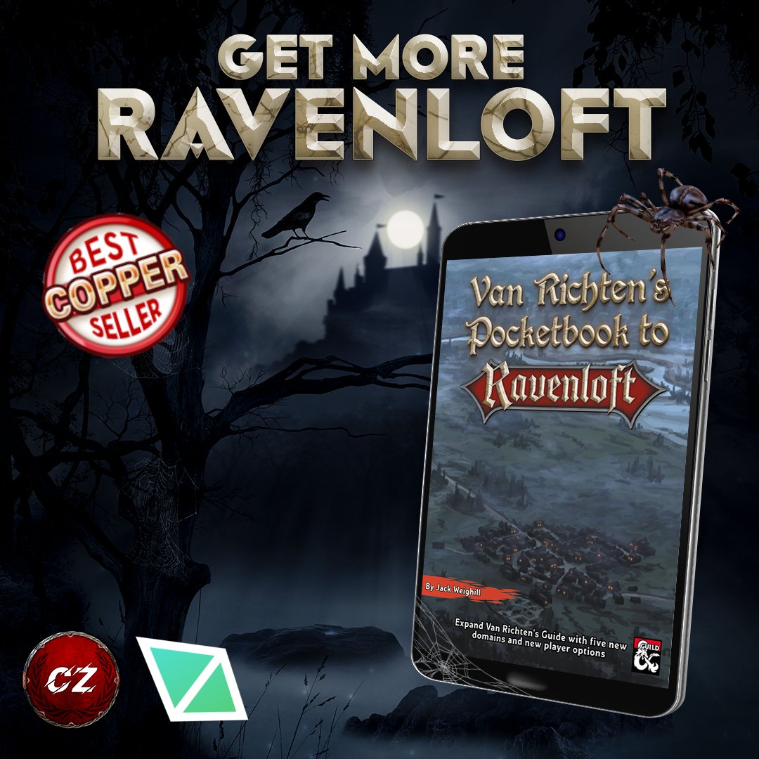 czeuch1's tweet image. Van Richten's Pocketbook to Ravenloft is out on @FantasyGrounds2! Tks @TheGrimPress for your never-ending partnership!! Great folks to work with!!

5 brand new, detailed Domains of Dread with maps, lore, stat blocks
New player options
New creatures

Link below.

#dnd #ttrpg