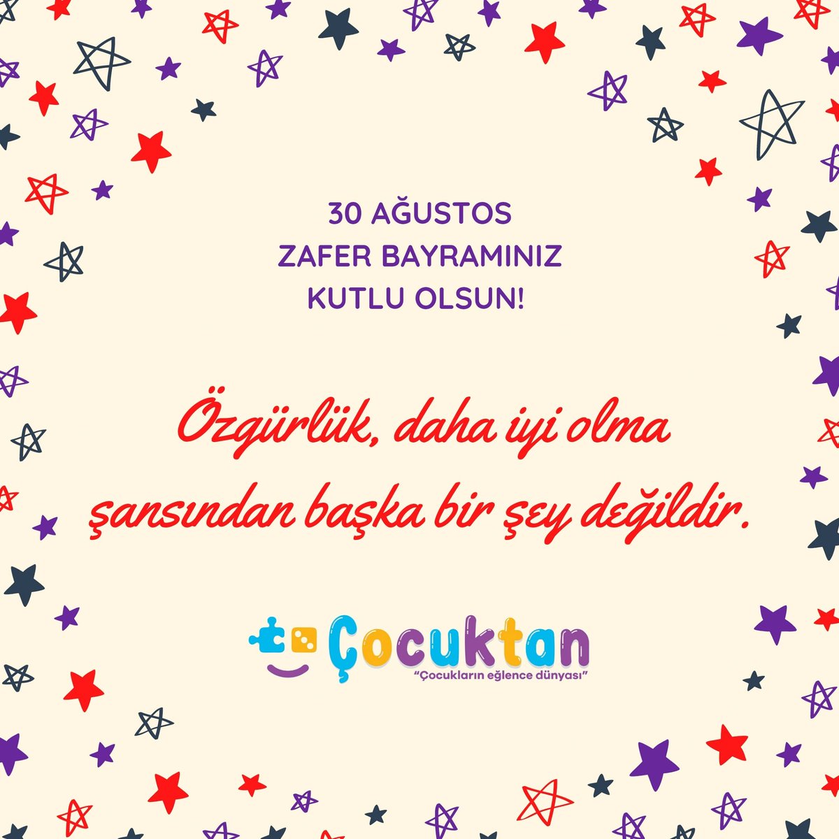 30 Ağustos Zafer Bayramınız kutlu olsun!
#ZaferBayramı 30 Ağustos Zafer Bayramımız #30Ağustos #büyüktaaruz #BueyuekZafer #BueyuekTaarruz #BueyuekTuerkiye #bayram #oyuncak #toys #MilletimizeMiras #BağımsızlıkDestanı #30AğustosZaferBayramımızKutluOlsun #AtamızdanMiras #çocuk #child