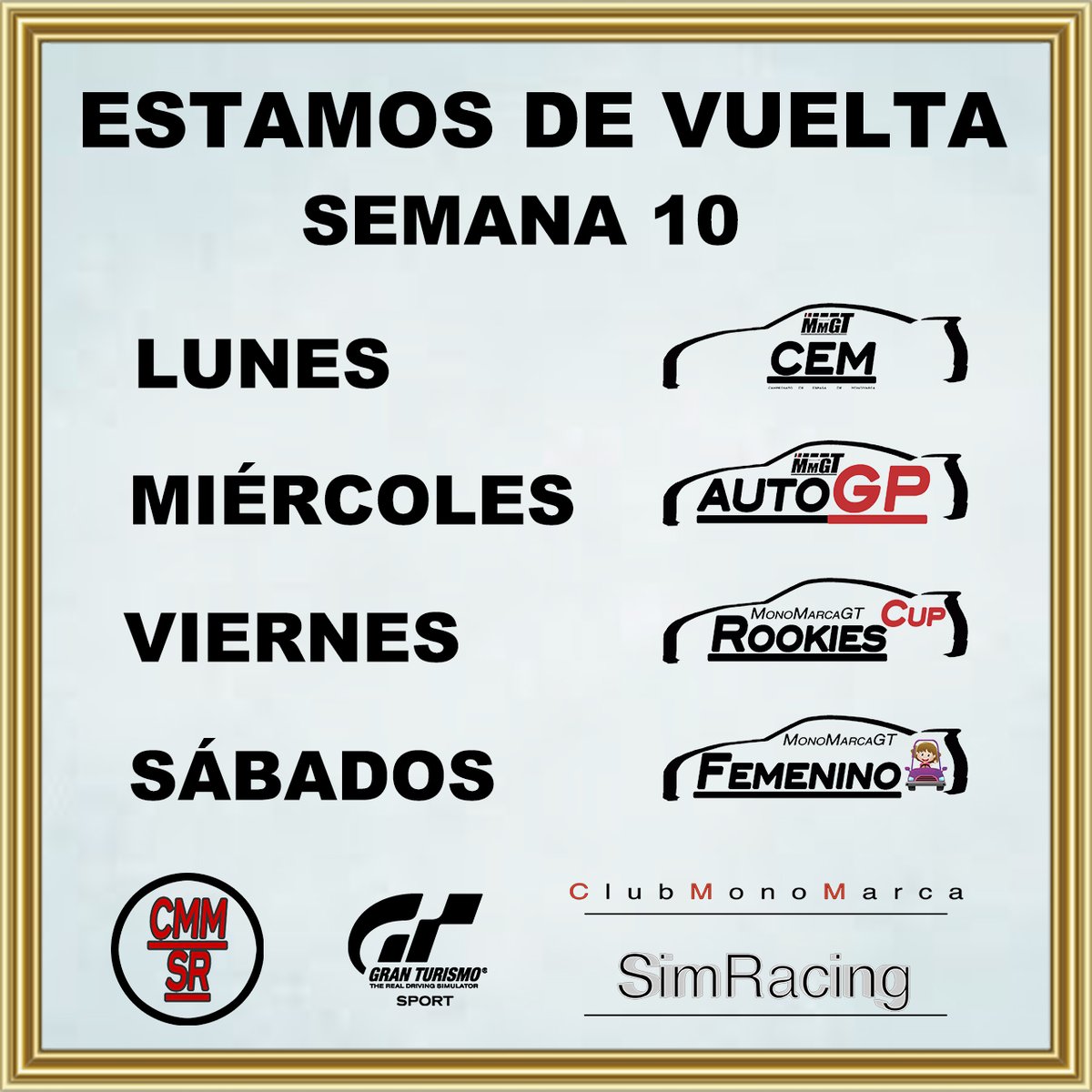 ClubMonoMarcaSR's tweet photo. Terminado el #CEV2021 mañana Lunes 30 de Agosto volvemos del parón veraniego con la Carrera 10 #CEMT5, Miércoles #autoGPT10, Viernes #RookiesT4, y Sábado #FemeninoT3
Quedan por delante 10 semanas donde aún no hay nada decidido.
Mañana 21:15 CEM con @Jos3ma_Espinosa y @segys_92 https://t.co/w9R7wouCMt