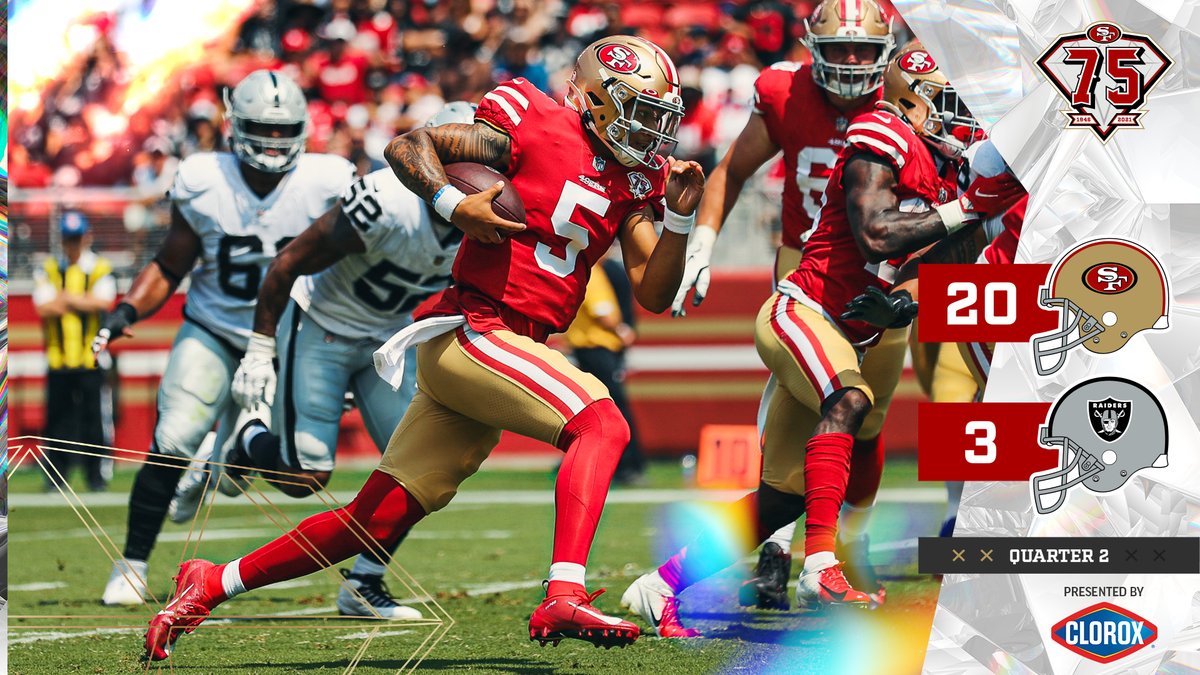 49ers's tweet photo. Halftime in The Bay. 

#FTTB x #LVvsSF https://t.co/nPzM5WkBJe