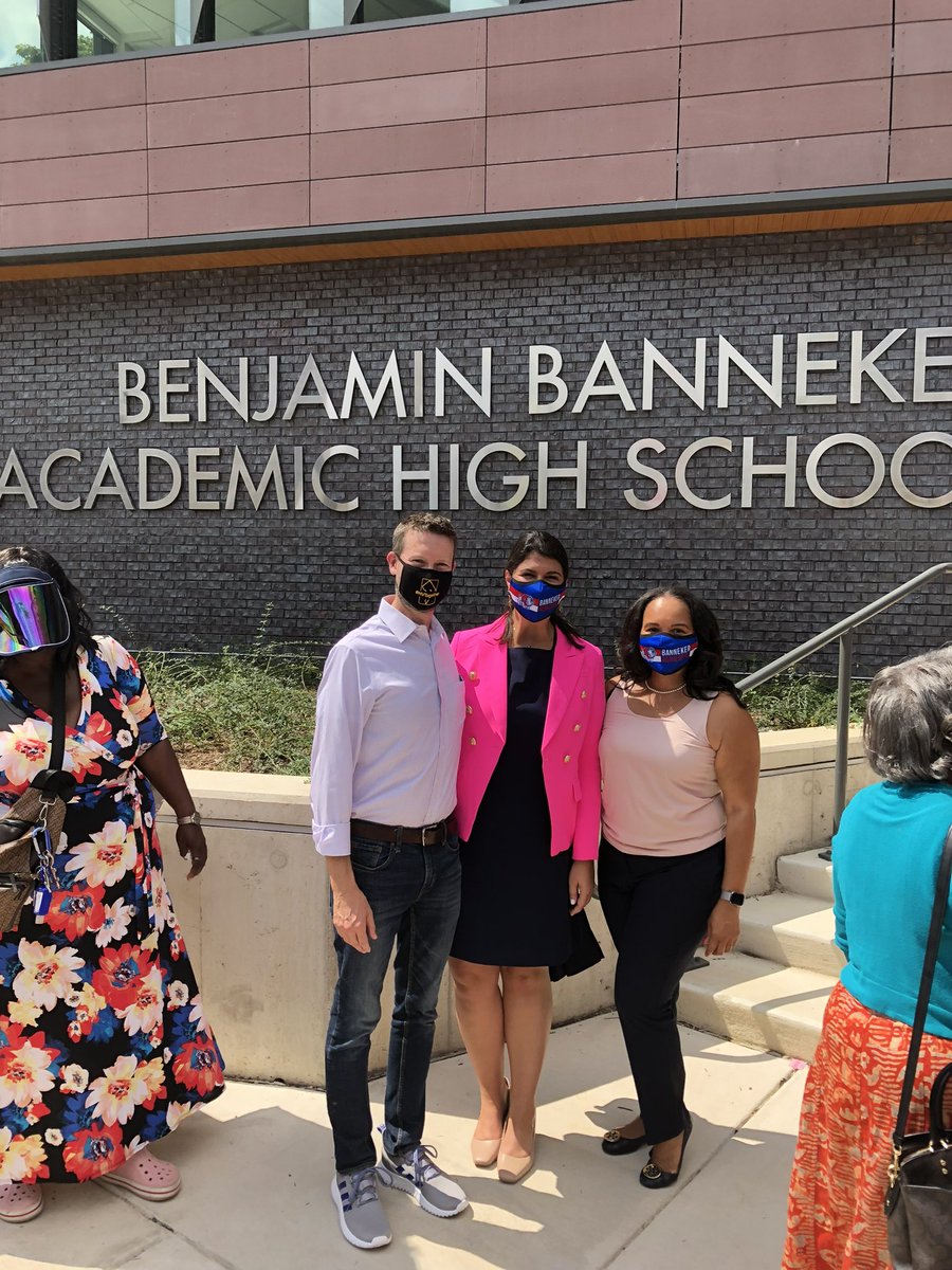 CMBrookePinto's tweet photo. For years, @Banneker_HS has provided District students &amp; communities with countless opportunities for scholarship &amp; creativity. Great to stand alongside @MayorBowser, @charlesallen, @kenyanmcduffie, school &amp; city leaders &amp; neighbors to cut the ribbon on a newly modernized school! https://t.co/7ak0UShaqi