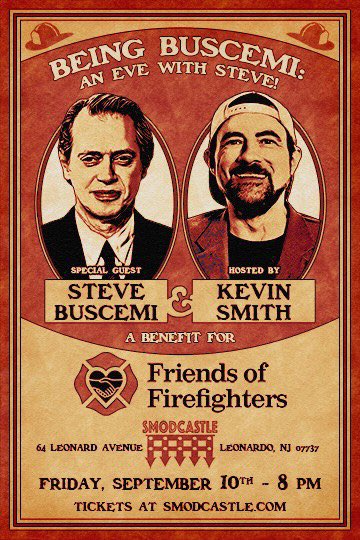 On 9/10, find out what it’s like to be a living legend! Join us for BEING BUSCEMI: An Eve with Steve - a benefit for the 20th anniversary of the <a href="/FriendsOfFF/">FriendsofFF</a>, streaming live from <a href="/SModcastle/">SModcastle</a>! Only 48 tickets are on sale at smodcastle.com/event-details/…