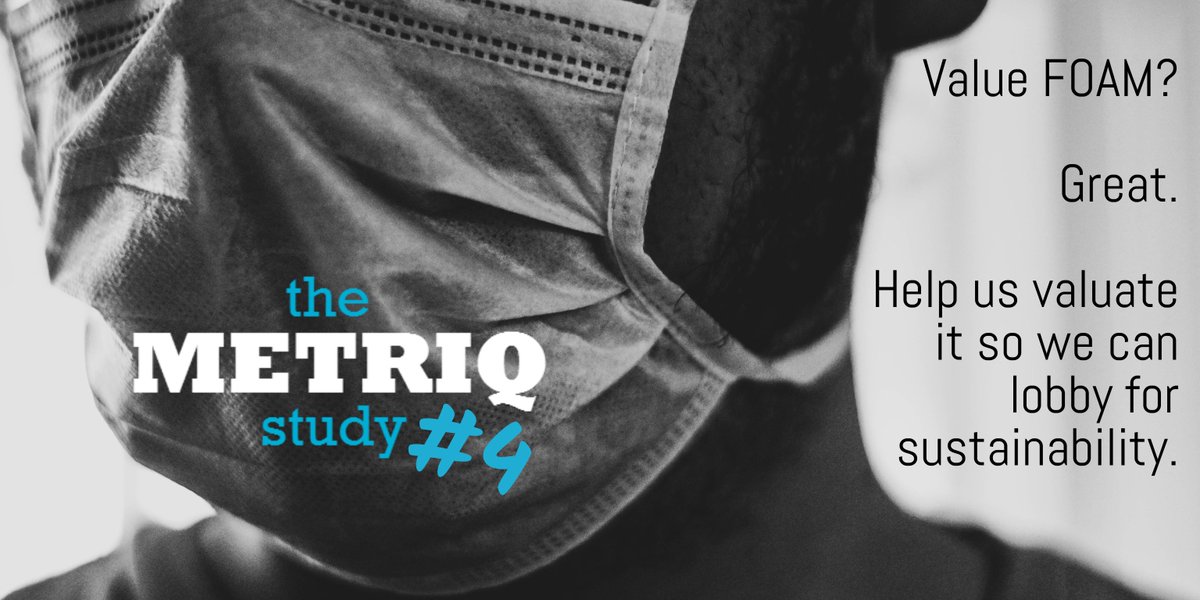 The METRIQ Study (@metriqstudy) on Twitter photo Registration is still open for the <a href="/METRIQstudy/">The METRIQ Study</a>
#FOAMEd study!
We are still looking for more #FOAM end-user representation in our participant list. Sign up today: metriqstudy.org Registration is still open for the <a href="/METRIQstudy/">The METRIQ Study</a>
#FOAMEd study!
We are still looking for more #FOAM end-user representation in our participant list. Sign up today: metriqstudy.org