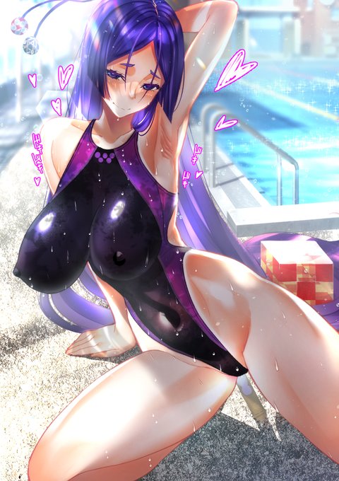 風紀が乱れる競泳水着🩱頼光ママ #FGO #今日も暑そうだから水着絵をUPして元気だす 