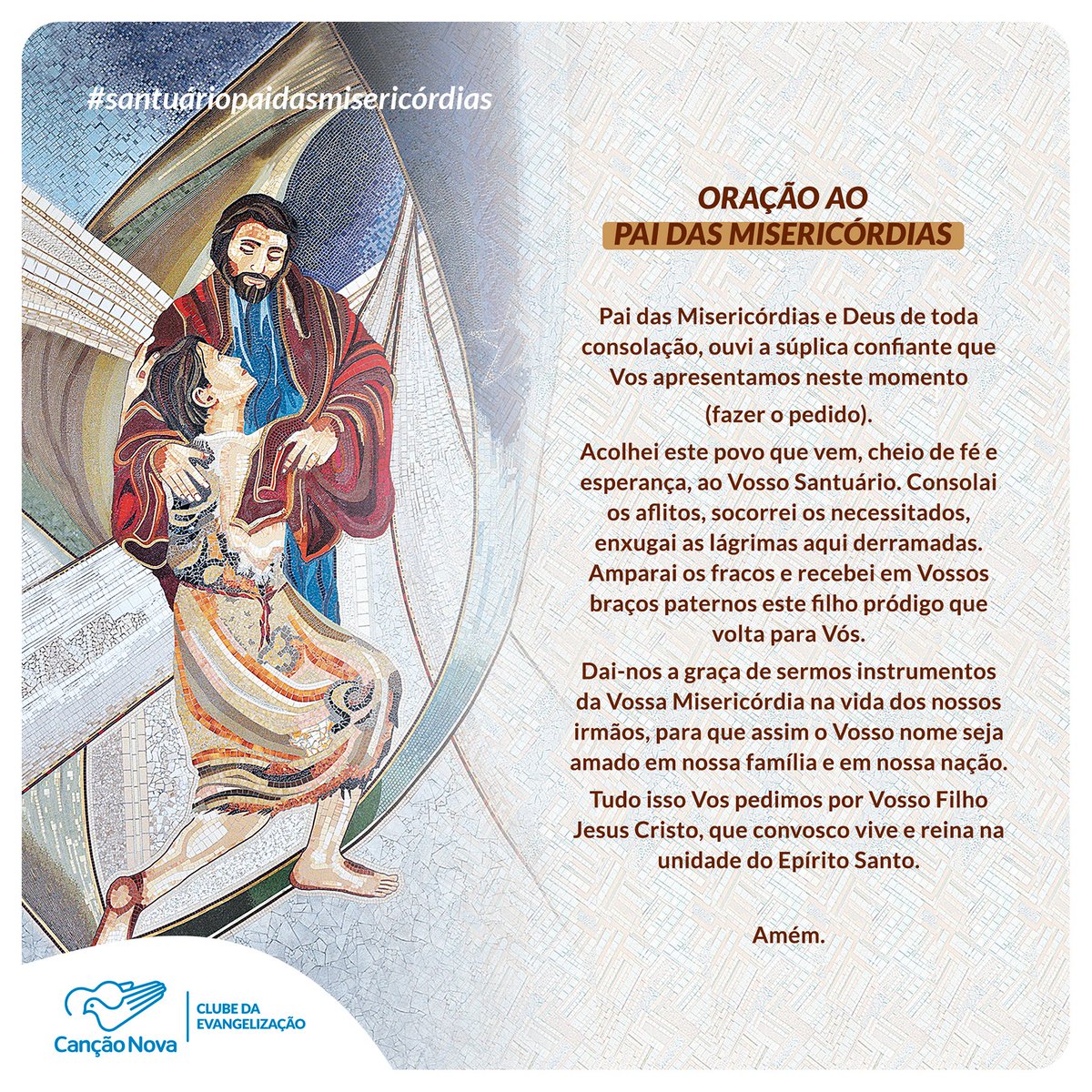 Boa noite, família Canção Nova!
Pai das Misericórdias e Deus de toda consolação, ouvi-nos!❤🙏

#cancaonova #oracao #misericordia #santuario #evangelizar #generosidade