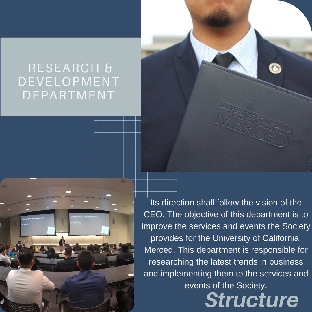 DAY 4: FIND YOUR PATH!🌐👥  Business Society prepares first generation students for the 21st century business world. We strive for professionalism and instill these values in our members. All majors are welcome to apply! Slide to learn about our Research &amp; Development department!