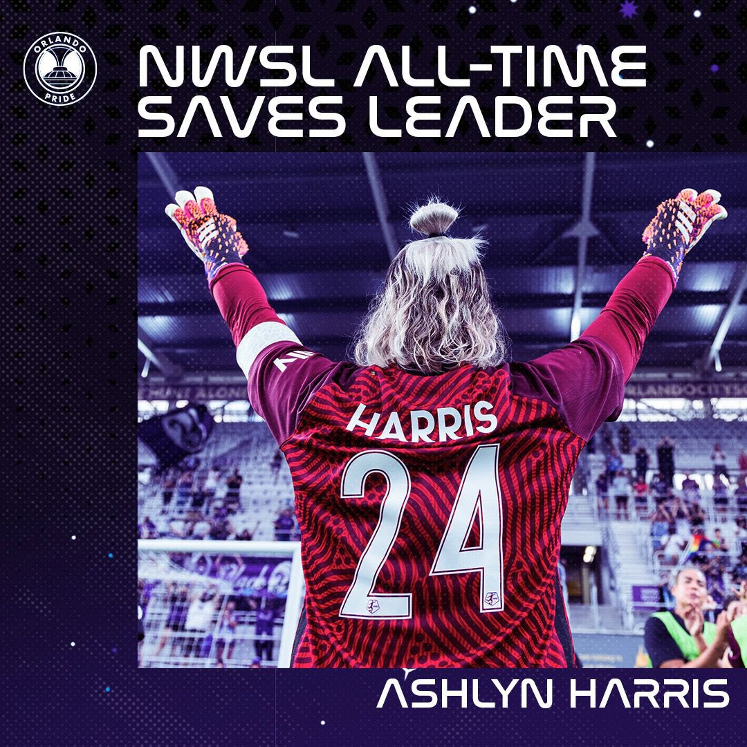 ORLPride's tweet photo. ✨ 𝐇𝐈𝐒𝐓𝐎𝐑𝐘 𝐌𝐀𝐃𝐄 ✨

With 469 career saves, @Ashlyn_Harris is now @NWSL's All-Time Saves Leader! 👏

#AdAstra | #NJNYvORL https://t.co/QByHWIFfab