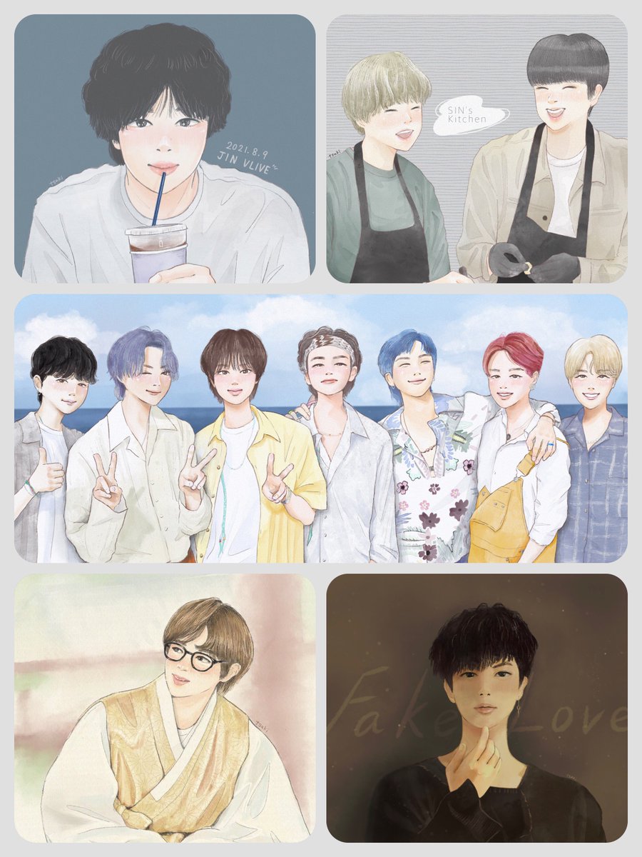 #今月描いた絵を晒そう
#btsfanart 

相変わらず画風迷子ですが、楽しく描けた一ヶ月でしたーー🙌いつも見てくれる皆さまありがとうございます🙇‍♀️💓 