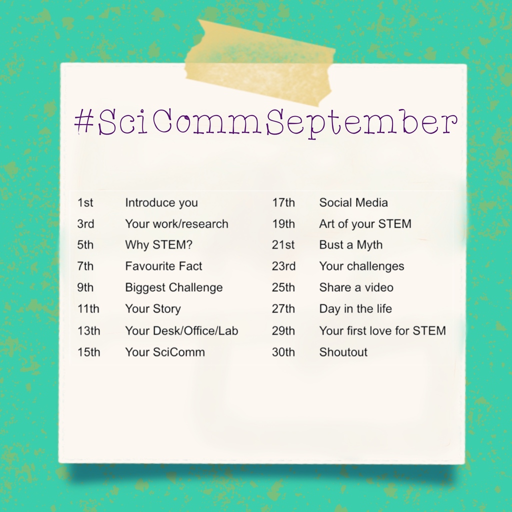 avid_podcast's tweet photo. Coming your way this Wednesday! 
A STEM communication challenge, with prompts every second day to help you get active with sharing your story on social media! 
Share your ideas and stories with the hashtag #SciCommSeptember 
Are you going to try and get involved? https://t.co/EHuKLXBkIO
