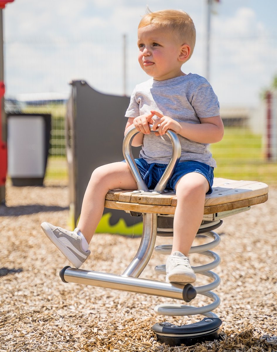 ProludicAus's tweet photo. Popular with younger and older children alike, moving #play equipment provides a wide variety of physical sensations. The new Roundabout and Springers in our Origin’ nature range made of Robinia wood bring a natural touch 🍃, dynamic play experiences 🤸&amp; fun to the #playground! https://t.co/l5viVB1P0U