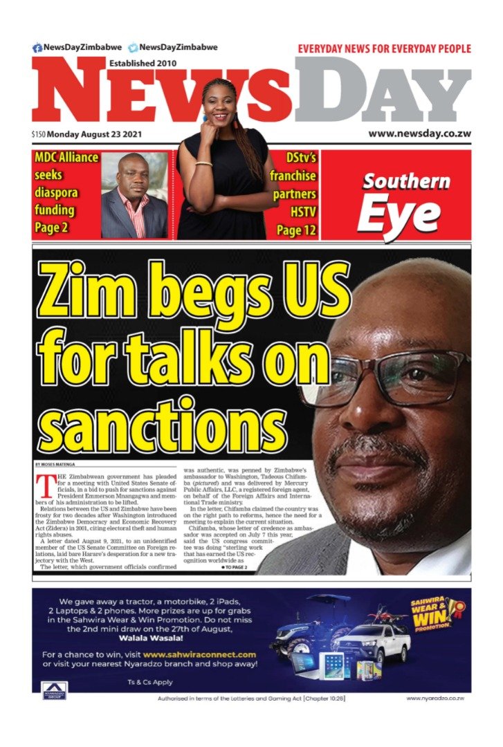 NewsDay Zimbabwe on Twitter: 🔴Just published: front page of the #