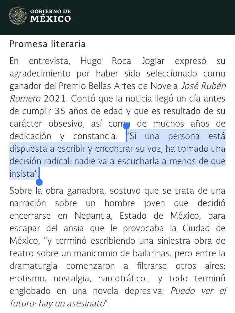 carolacasta's tweet photo. ¡Felicidades @HugoRocaJoglar !
#PremioBellasArtes #Literatura https://t.co/9uO7PZnK7o