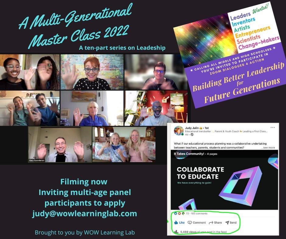 Had an absolute blast during yesterday's filming of our first session in <a href="/wowlearninglab1/">wow_learning_lab</a> ten-part learning series on Leadership. Thanks to our multi-age panelists comprised of youth teachers ages 12-17, our business bosses and professors.