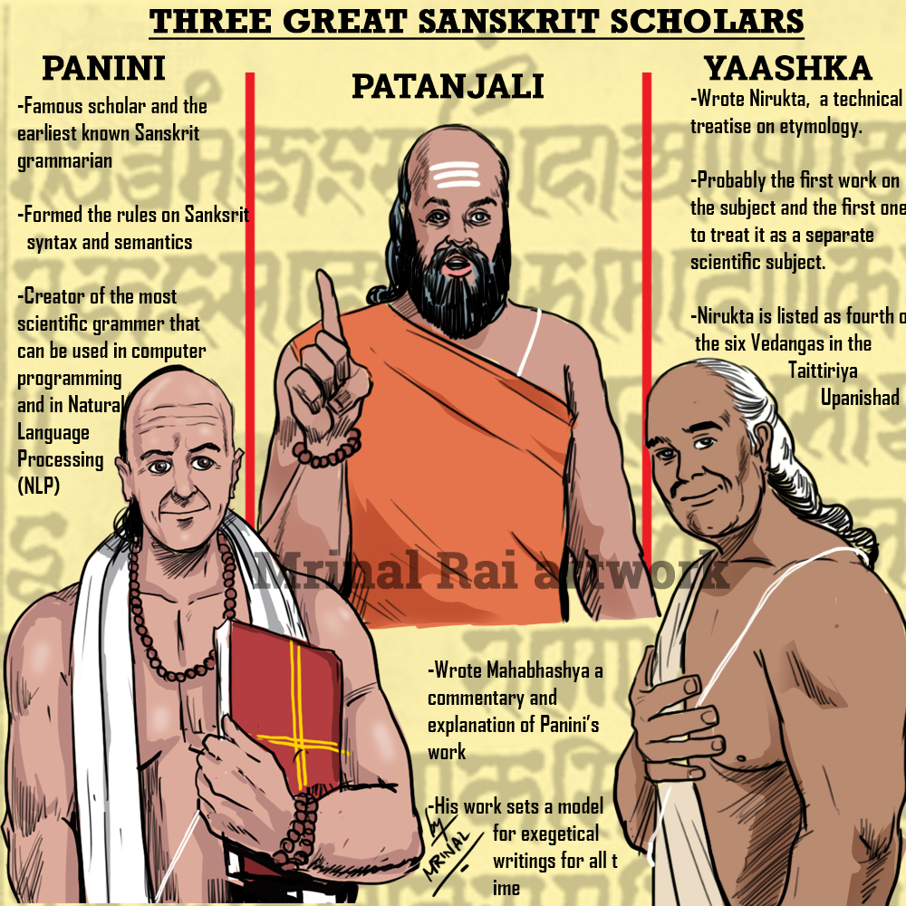 artPetals's tweet photo. Today on #SanskritDiwas paying respect to the great scholars of Sanskrit who contributed a lot to establish the rules on semantics, etymology and commentary on #Sanskrit grammer. #sketch #Panini #Patanjali #yaska https://t.co/dqhdz4rRIz