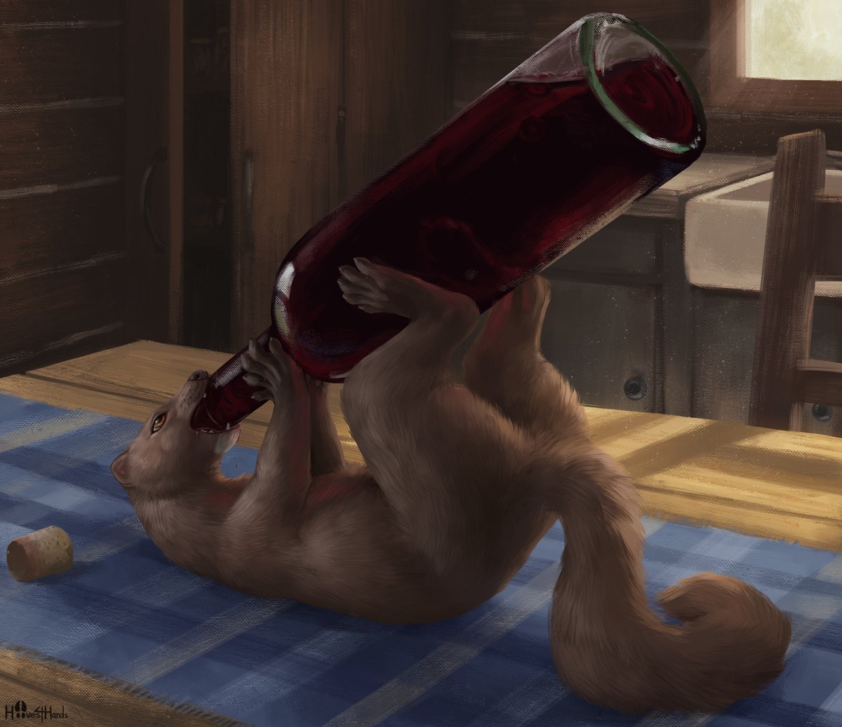 commission for furaffinity.net/user/fmily

I think It'd be wise to lock up your wine and spirits with this very thirsty mink around.