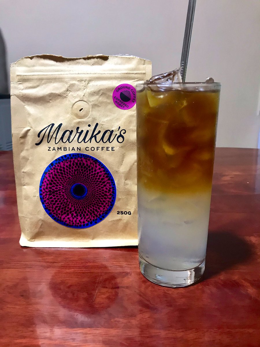 VeryTada's tweet photo. I love Coffee and over the past few months I’ve been working my way through the many Zambian brands sold. Marika’s (espresso roast) is by far my favorite. 
Today I’ve done a cold brew tonic. 
I’ll be posting my drink creations moving forward 
#CoffeeLover #Mixologist #Mocktail https://t.co/y7BVRlSJHS