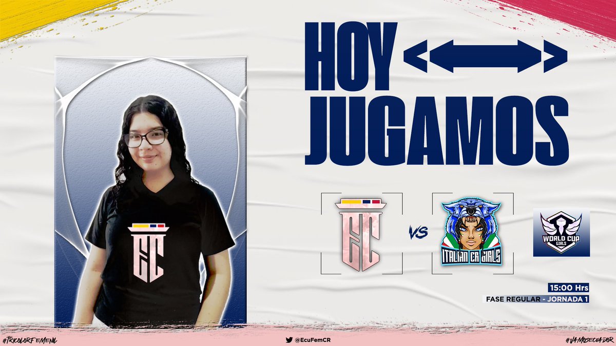 Nuestras chicas, darán todo en la arena por salir victoriosas en nuestra primera fecha💪🏼🔥

🏆 @WCG_GGs
🆚 <a href="/ITCR_Girls/">Nazionale Femminile CR</a>
⏰ 15h00 🇪🇨
📺 <a href="/TucansitoAlv/">Tucansito</a> <a href="/Tulkas_cr/">Tulkas</a>

#VamosEcuador🇪🇨 #TricolorFemenina🇪🇨

Esperamos su apoyo en la transmisión 🥳