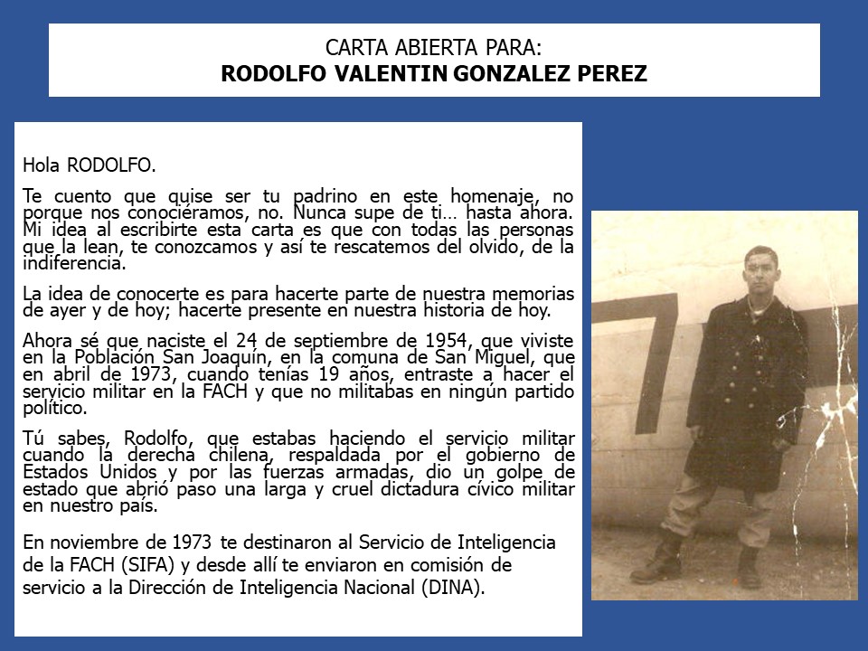 casa_memoria's tweet photo. 119/118 Rodolfo Valentín González Pérez, detenido 27 de Julio 1974
Porque sus memorias viven en quienes luchan por una vida más justa y digna, rendimos homenaje a las 119 personas víctimas de la Operación Colombo

#119memorias
#justiciaverdadnoalaimpunidad https://t.co/7zaUmJVeLc