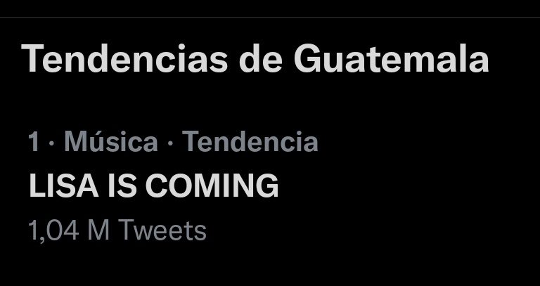 BLACKPINKGT's tweet photo. Tendencia #1 Global y Guatemala.

LISA IS COMING
#ArtisteLalisa #LISA
@BLACKPINK https://t.co/5d28825eE5