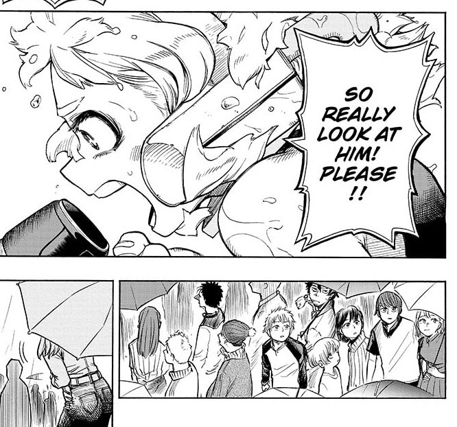 There's something nostalgic in today's chapter to me. Uraraka up there having a big presence and Bakugo being supportive of Deku, while the latter is using his edgey hero costume prototype. Hori going back to his origin with his first big 3. 