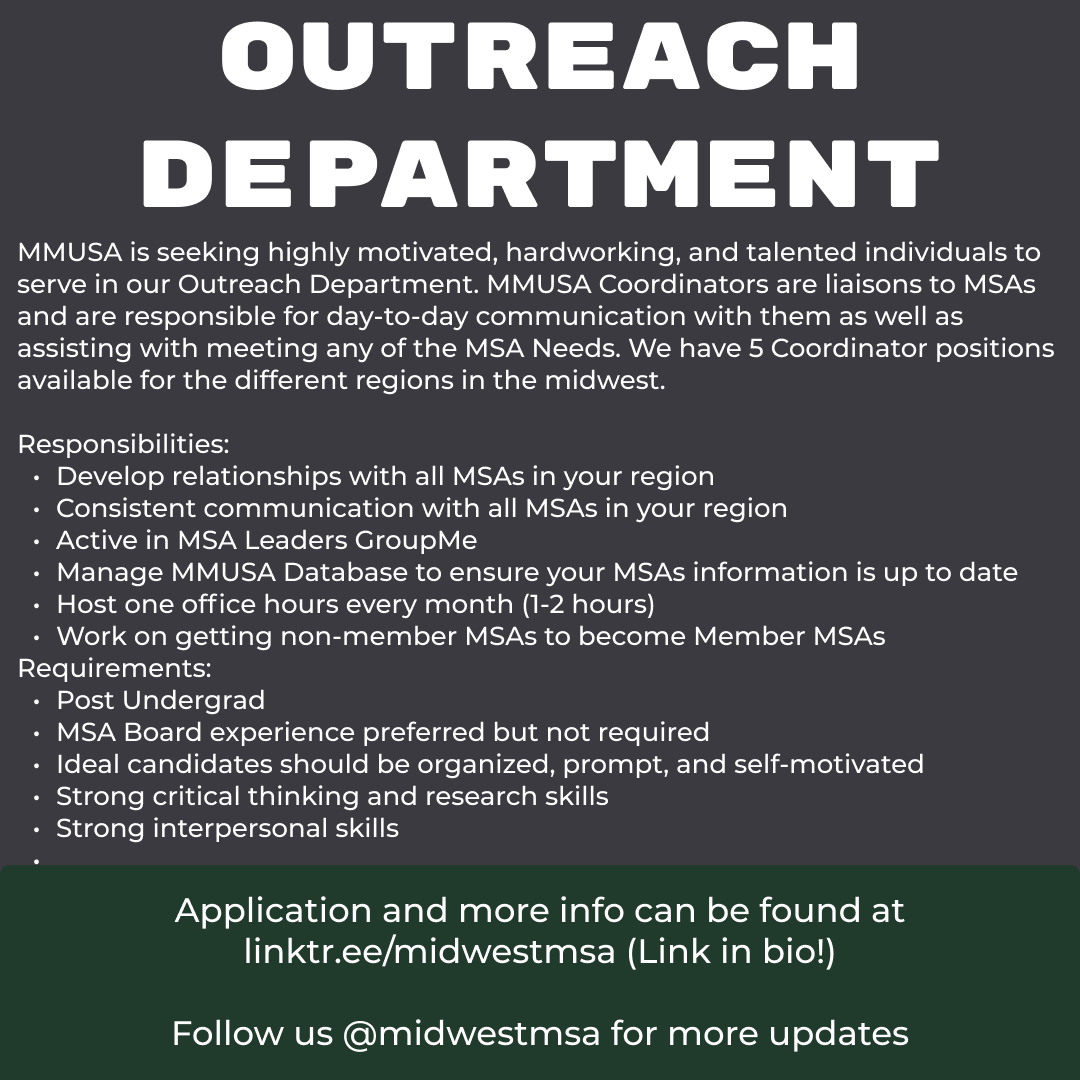MMUSA is expanding our team this year to take on more projects and help Midwest MSAs this year in any way we can! Come join our team and help us help MSAs!
.
#mmusa #msa #islam #midwest #muslimstudent #muslim #college #studentorg #youngmuslim
