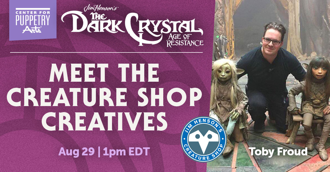 We'll be joined ONLINE by @Toby_Froud! Toby was born to Brian &amp; Wendy Froud, who met working on #TheDarkCrystal. He's know for playing baby Toby in #Labyrinth &amp; for his stellar work on ParaNorman, Boxtrolls, Kubo &amp; the Two Strings, Lessons Learned &amp; #AOR! puppet.org/programs/meet-…