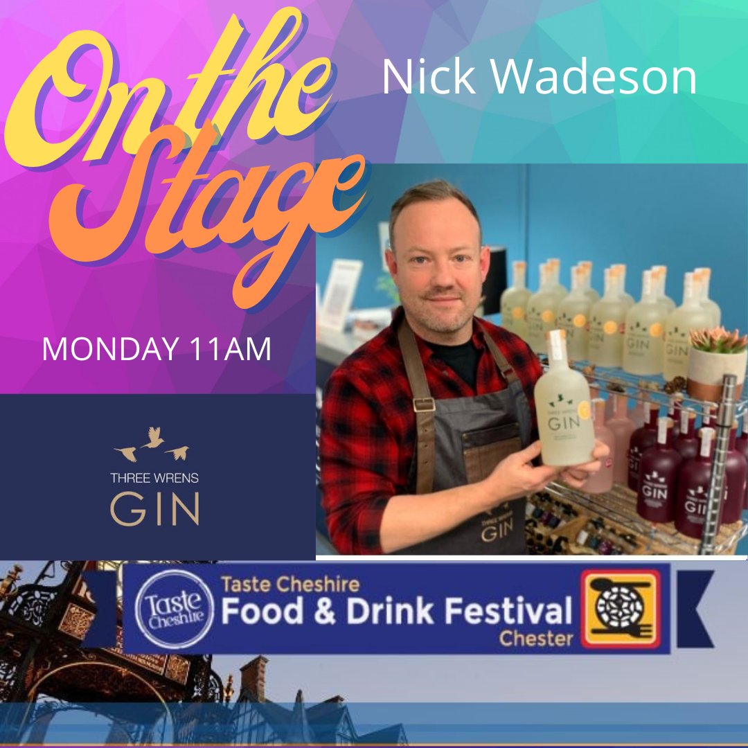Bank Holiday Monday for me, means gin!
There are few people who know as much and have won as many awards as the incredible Nick Wadeson, owner creator of <a href="/3wrensgin/">Three Wrens Distillery</a> 
Hear him talk all things gin, live on our demo stage (AND pop by his stall after!)
chesterfoodanddrink.co.uk