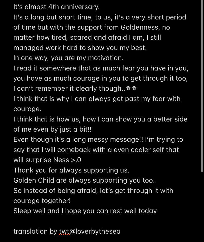 lunasoular's tweet image. 💌 210823 Joochan Fanship

“Full Moon”

“…but with the support from Goldenness, no matter how tired, scared and afraid I am, I still managed work hard to show you my best. 
In one way, you are my motivation…”

translation by @loverbythesea 

#GoldenChild #RaPamPam