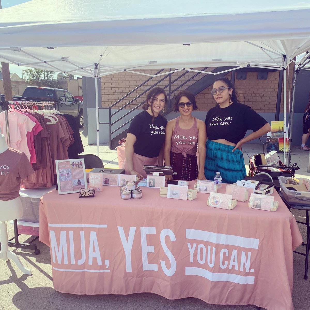 mijayesyoucan's tweet photo. 🛍 Our Mija ambassadors are spending their #SundayFunday at the 1st Avenue Artisan Market in central El Paso!

💫 Stop by and grab your Mija gear! We’ll be out here until 3 p.m.

••••
#MijaYesYouCan #MijaPower #MijaStrong #ElPaso #Shoplocal #ElPasoStrong #WomenEmpowerment https://t.co/BkaR04XXNn