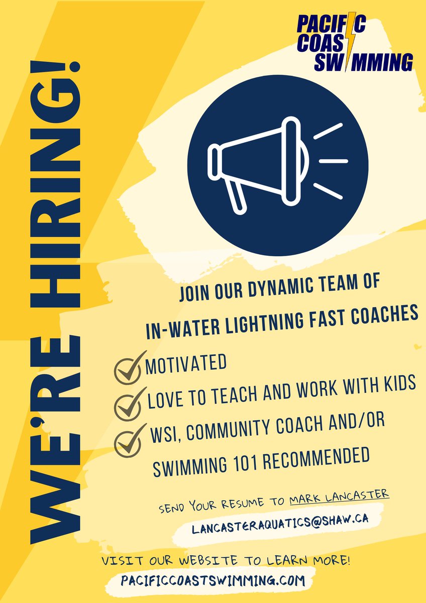 uvpcs's tweet photo. Do you love to teach and work with kids? We are looking for motivated, in-water coaches for our LFSS programs starting in the fall! WSI, Community Coach and/or Swimming 101 recommended. Contact Mark Lancaster with your resume and check out our website for more info! #gobolts https://t.co/mLLYk3Koyv