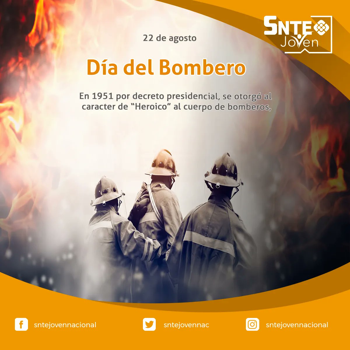 sntejovennac's tweet photo. #DíaDelBombero 

El Día del Bombero era inicialmente el 1º de julio, se cambió en 1956 al 22 de agosto por ser la fecha en que se fundó el primer Cuerpo de Bomberos de la República Mexicana, en el puerto de Veracruz en 1873. https://t.co/iSEwE5QVzN