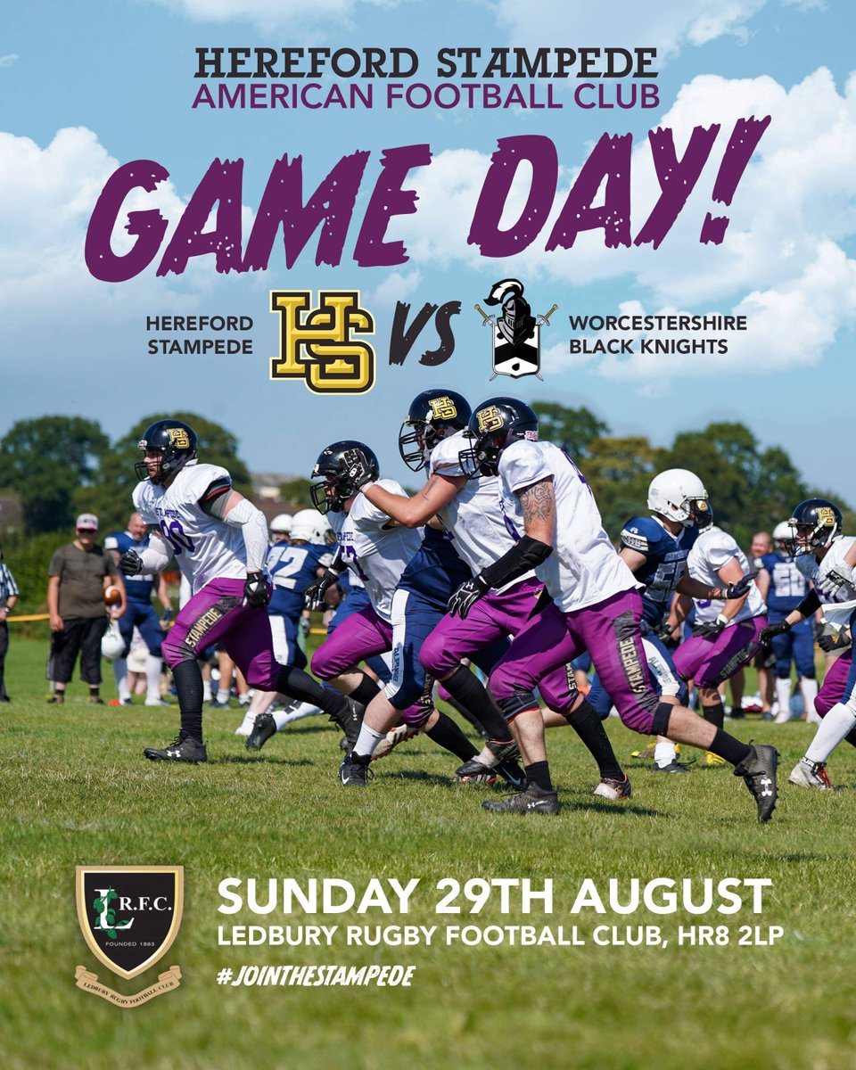 FordStampede's tweet photo. Game Day #3🏈🐴

Sunday 29th August🗓

We’ll be facing @WBKFootballUK in our  second home game of the season. The Stampede will be playing at Ledbury Rugby Football Club, kick off is at 1400. Come support the Stampede and grab a pint while enjoying the football.

#jointhestampede https://t.co/Am6hHWRddU