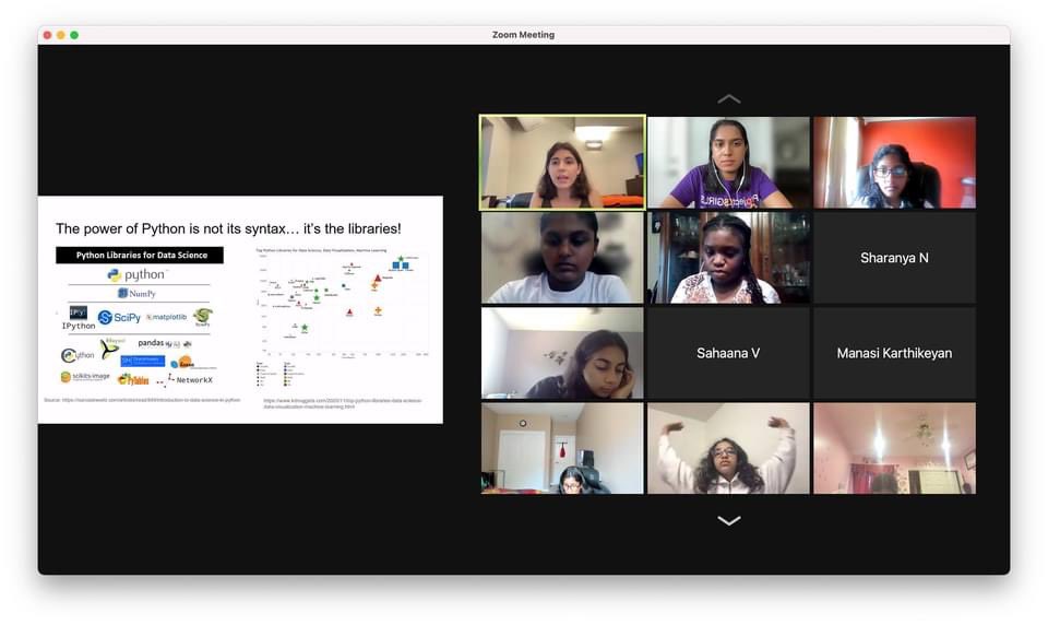 We ended the day with 2 hands-on workshops on using Python and C for solving social problems! 

Both workshops were led by ProjectCSGIRLS alumna (Mary Cotter and Anushya Shankar) and empowered students to build their own data science projects using these programming languages.