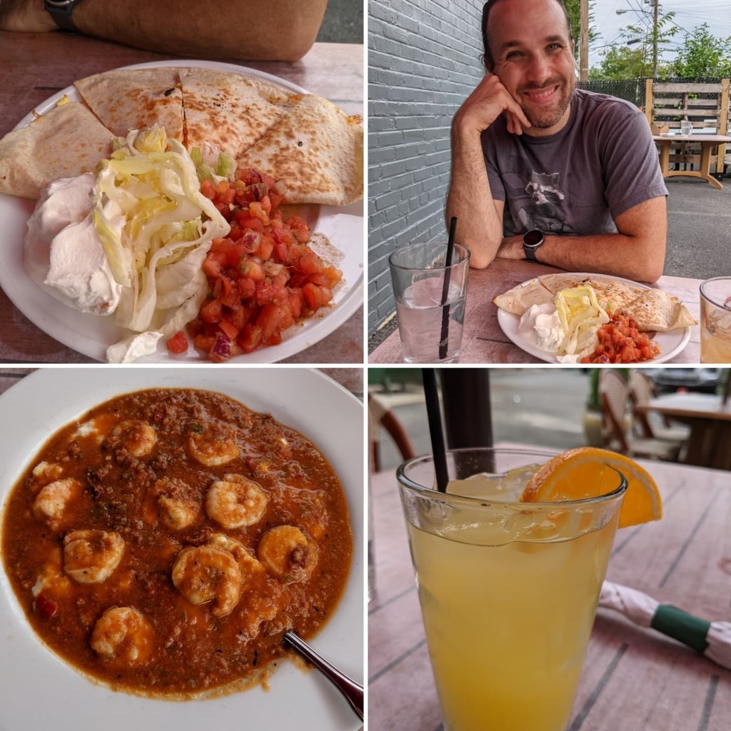 Amused_Jade's tweet photo. Shrimp and grits. Bacon, sausage and cheese quesadilla.
#brunch @northside10va 
#foodie #foodstagram #foodpics https://t.co/MGhyTbYBss https://t.co/HlqhZGdo3y